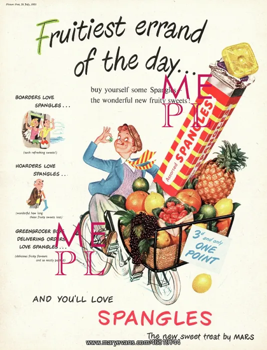 : 1951 UK advert Spangles sweets : 1951 UK advert Spangles sweets