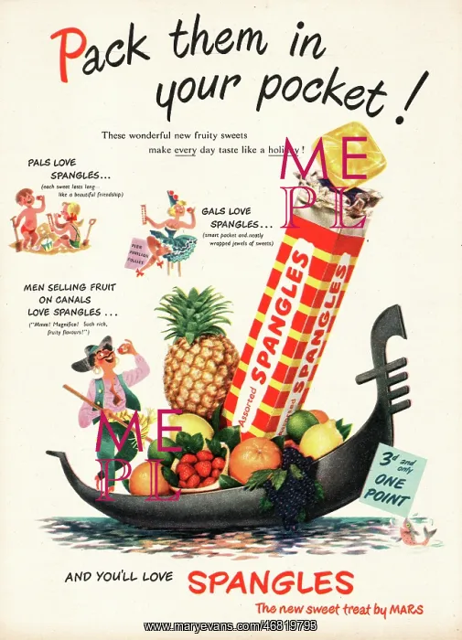 : 1951 UK advert Spangles sweets : 1951 UK advert Spangles sweets