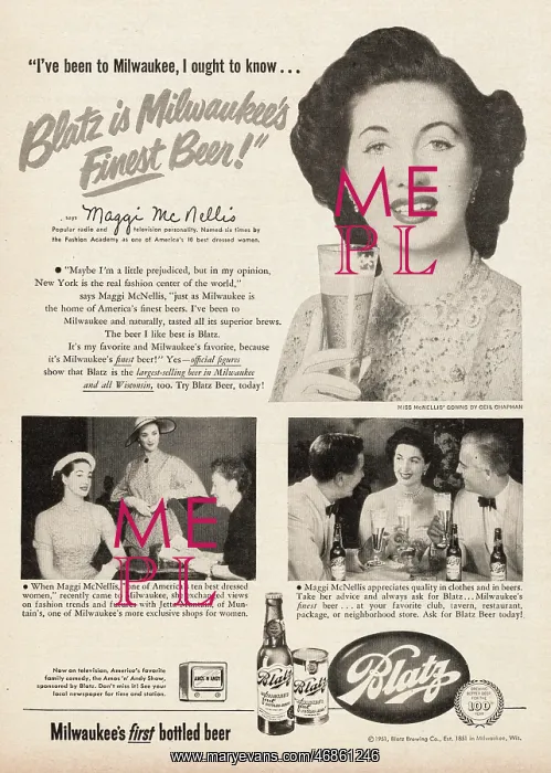 : 1951 U.S. Magazine Blatz beer Advert : 1951 U.S. Magazine Blatz beer Advert