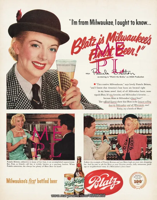 : 1951 U.S. Magazine Blatz beer Advert : 1951 U.S. Magazine Blatz beer Advert