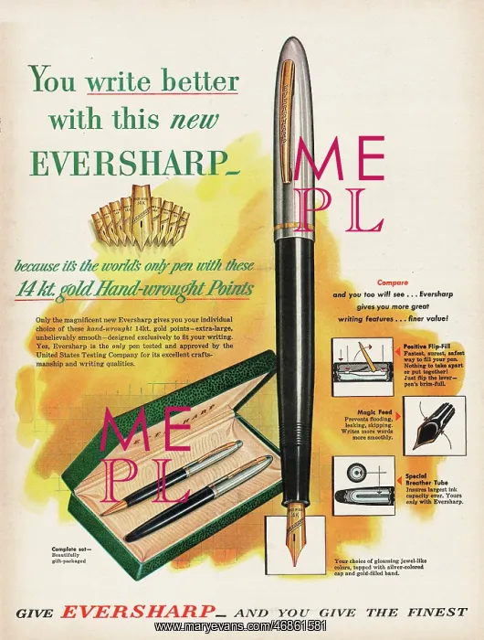 : 1951 U.S. Magazine Eversharp Pen Advert : 1951 U.S. Magazine Eversharp Pen Advert
