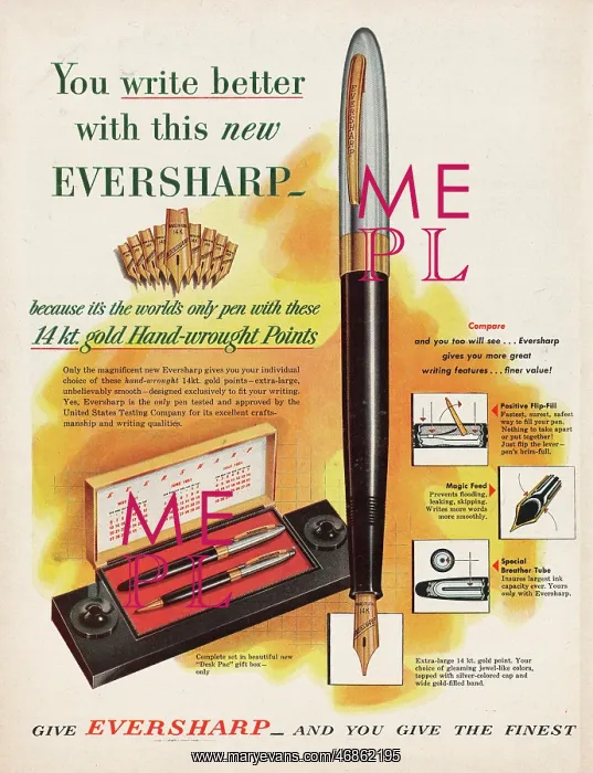 : 1951 U.S. Magazine Eversharp Pen Advert : 1951 U.S. Magazine Eversharp Pen Advert