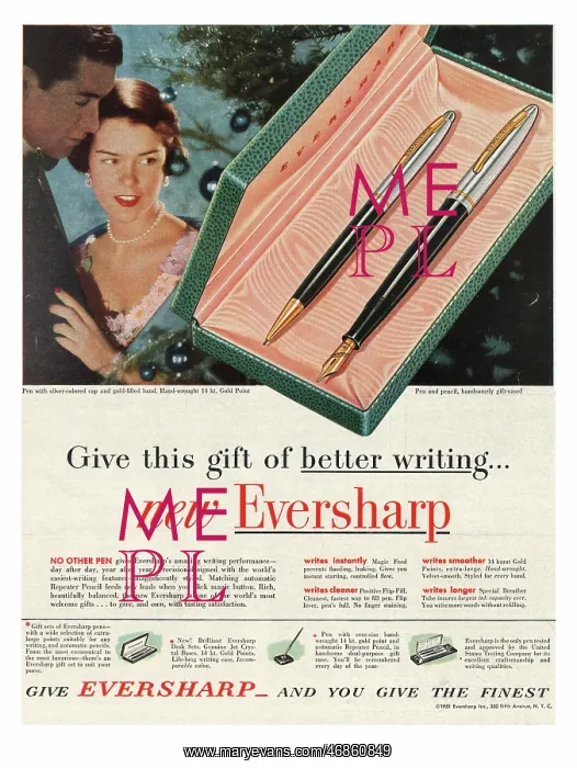 : 1951 U.S. Magazine Eversharp Pens Advert : 1951 U.S. Magazine Eversharp Pens Advert