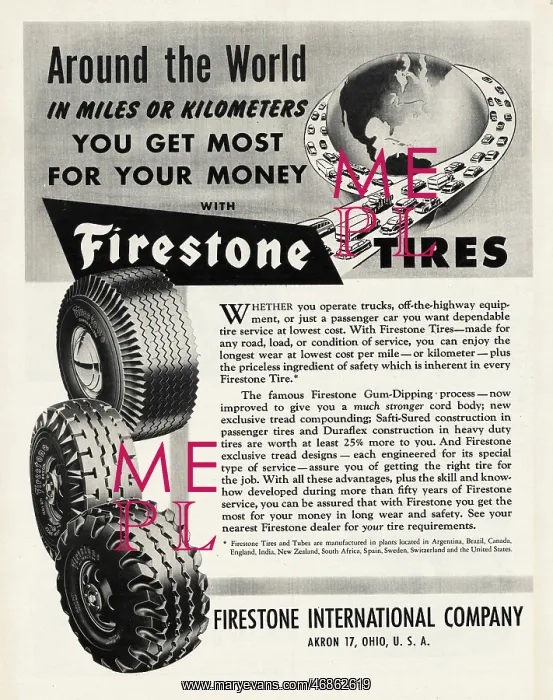 : 1951 U.S. Magazine Firestone Tyres Advert : 1951 U.S. Magazine Firestone Tyres Advert