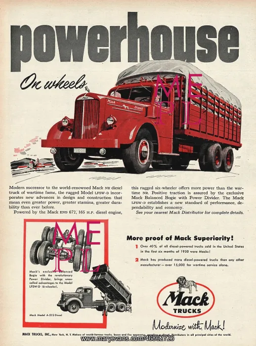 : 1951 U.S Magazine Mac Trucks Advert : 1951 U.S Magazine Mac Trucks Advert