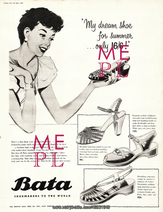: 1952 advert Bata shoes : 1952 advert Bata shoes