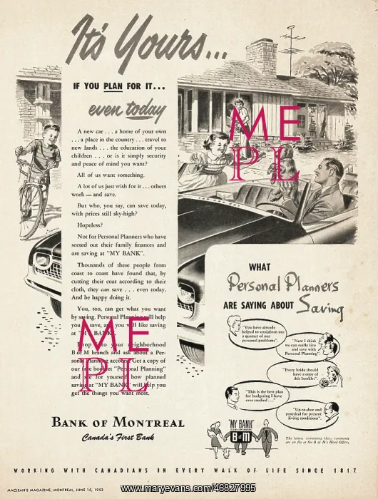: 1952 Bank of Montreal Advert : 1952 Bank of Montreal Advert