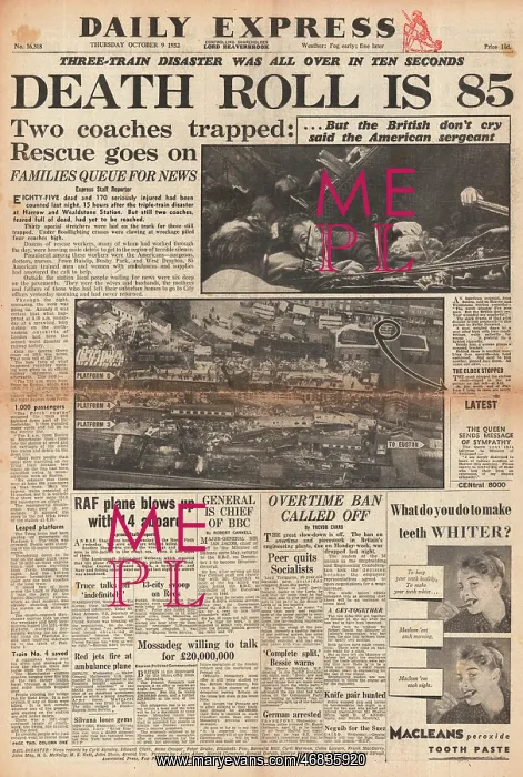 : 1952 Daily Express Harrow train disaster : 1952 Daily Express Harrow train disaster