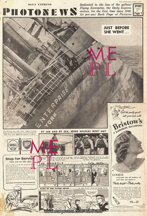 : 1952 Daily Express Sinking of Flying Enterprise : 1952 Daily Express Sinking of Flying Enterprise