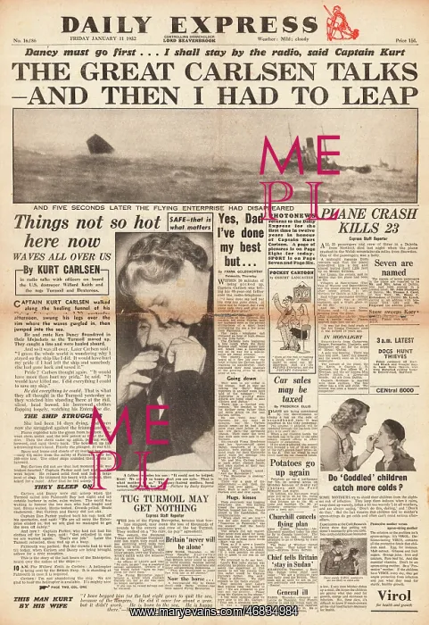 : 1952 Daily Express Sinking of Flying Enterprise : 1952 Daily Express Sinking of Flying Enterprise