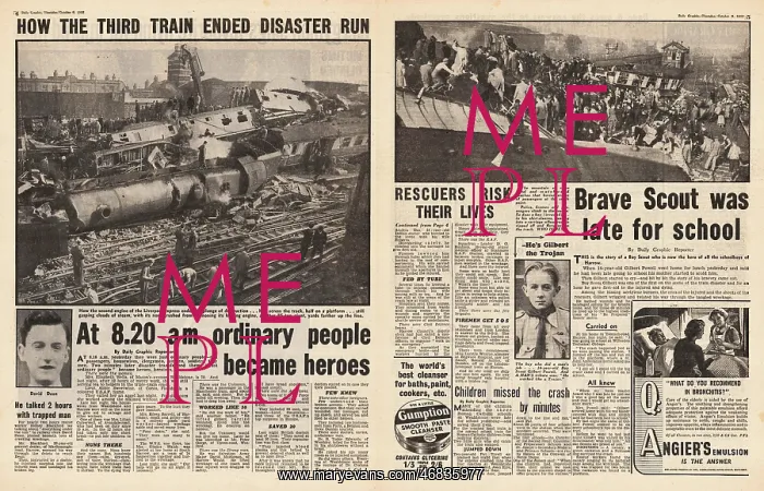 : 1952 Daily Graphic Harrow train disaster : 1952 Daily Graphic Harrow train disaster