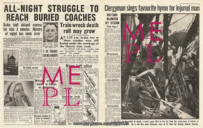 : 1952 Daily Graphic Harrow train disaster : 1952 Daily Graphic Harrow train disaster