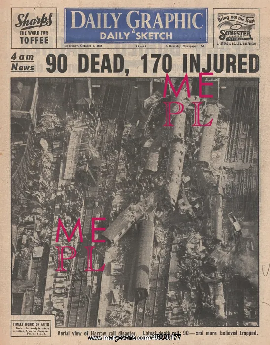 : 1952 Daily Graphic Harrow train disaster : 1952 Daily Graphic Harrow train disaster