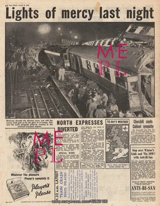 : 1952 Daily Graphic Harrow train disaster : 1952 Daily Graphic Harrow train disaster