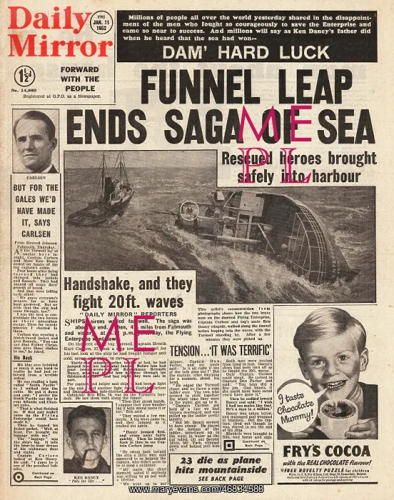 : 1952 Daily Mirror Sinking of Flying Enterprise : 1952 Daily Mirror Sinking of Flying Enterprise