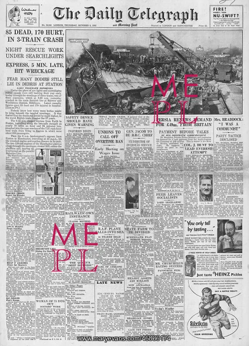 : 1952 Daily Telegraph Harrow train disaster : 1952 Daily Telegraph Harrow train disaster