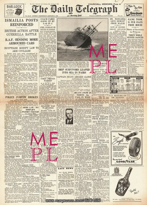 : 1952 Daily Telegraph Sinking of Flying Enterprise : 1952 Daily Telegraph Sinking of Flying Enterprise