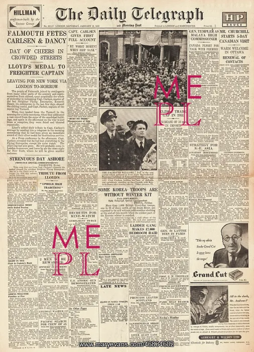: 1952 Daily Telegraph Sinking of Flying Enterprise : 1952 Daily Telegraph Sinking of Flying Enterprise