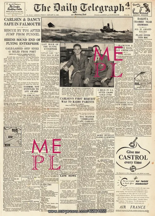: 1952 Daily Telegraph Sinking of Flying Enterprise : 1952 Daily Telegraph Sinking of Flying Enterprise