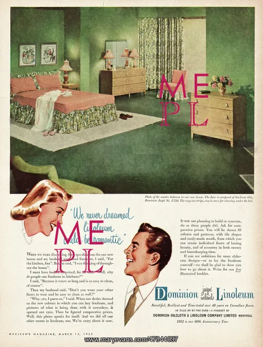 : 1952 Dominion Linoleum Advert : 1952 Dominion Linoleum Advert
