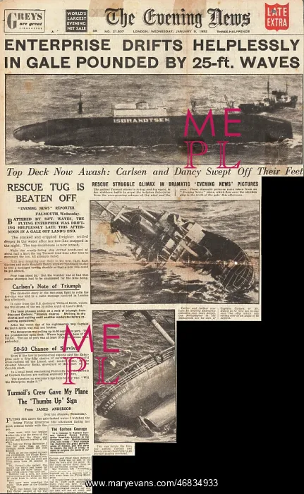 : 1952 Evening News Sinking of Flying Enterprise : 1952 Evening News Sinking of Flying Enterprise