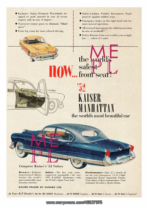 : 1952 Kaiser Car Advert : 1952 Kaiser Car Advert