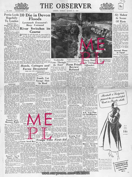 : 1952 The Observer Lynmouth flood disaster : 1952 The Observer Lynmouth flood disaster