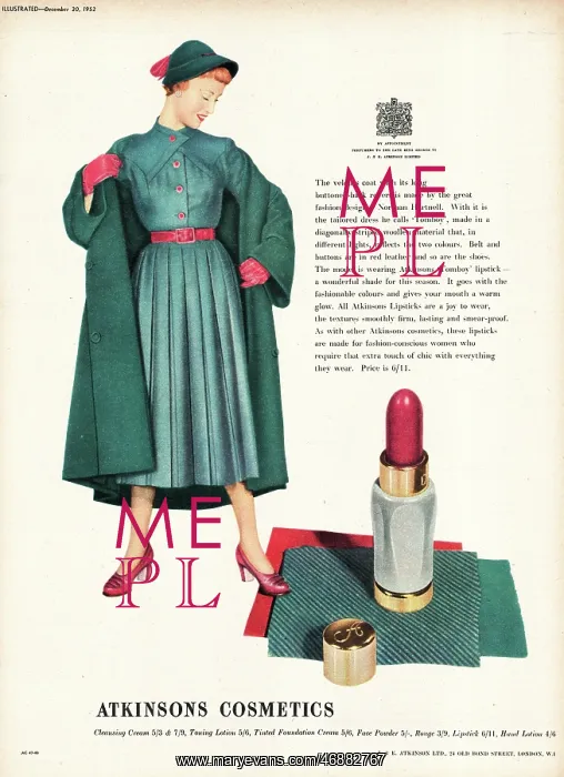 : 1952 UK advert Atkinsons cosmetics : 1952 UK advert Atkinsons cosmetics