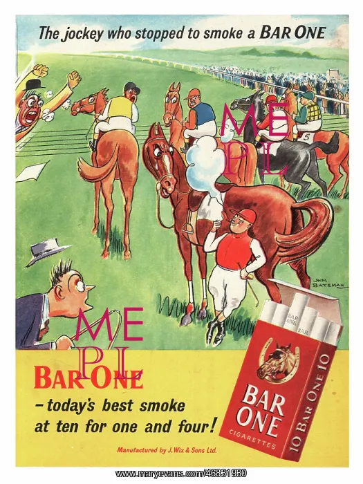 : 1952 UK advert Bar One cigarettes : 1952 UK advert Bar One cigarettes