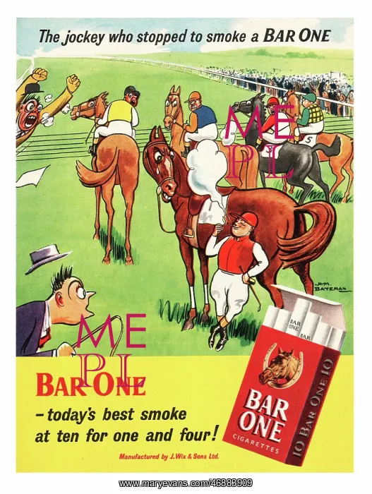 : 1952 UK advert Bar One cigarettes : 1952 UK advert Bar One cigarettes