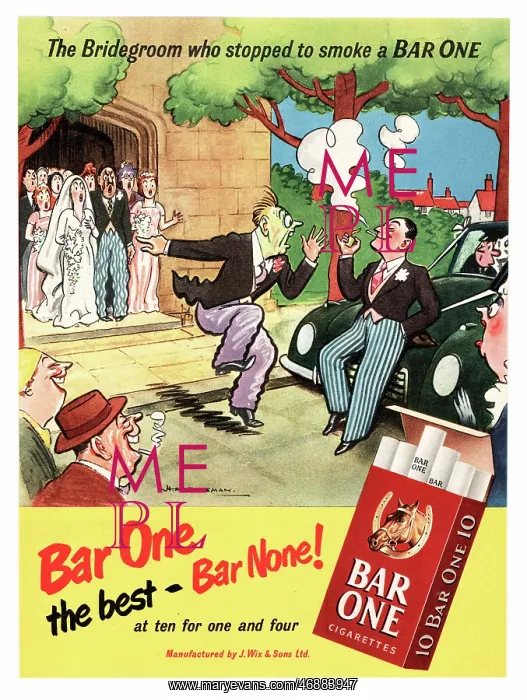 : 1952 UK advert Bar One cigarettes : 1952 UK advert Bar One cigarettes