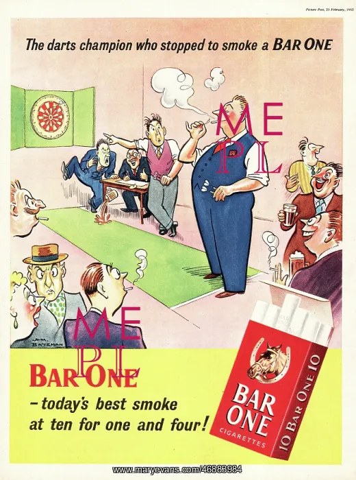 : 1952 UK advert Bar One cigarettes : 1952 UK advert Bar One cigarettes