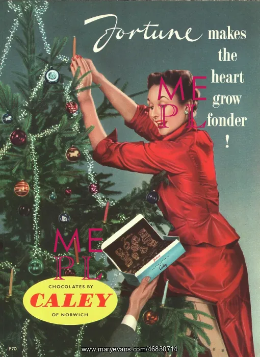 : 1952 UK advert Fortune chocolates by Caley : 1952 UK advert Fortune chocolates by Caley