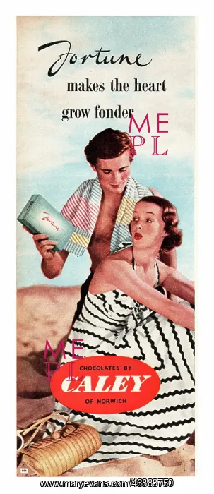 : 1952 UK advert Fortune chocolates by Caley : 1952 UK advert Fortune chocolates by Caley