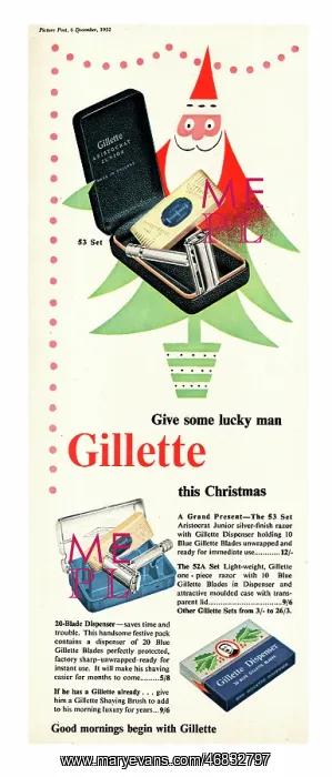 : 1952 UK advert Gillette shaving set : 1952 UK advert Gillette shaving set