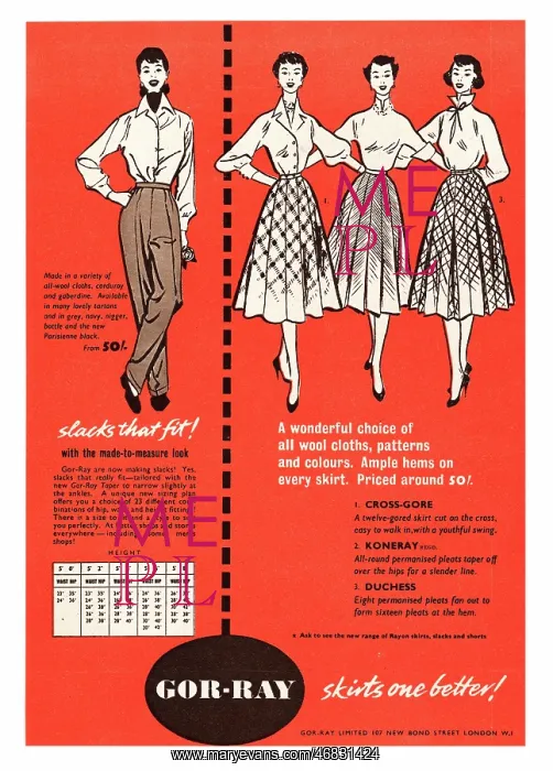 : 1952 UK advert Gor-ray skirts : 1952 UK advert Gor-ray skirts
