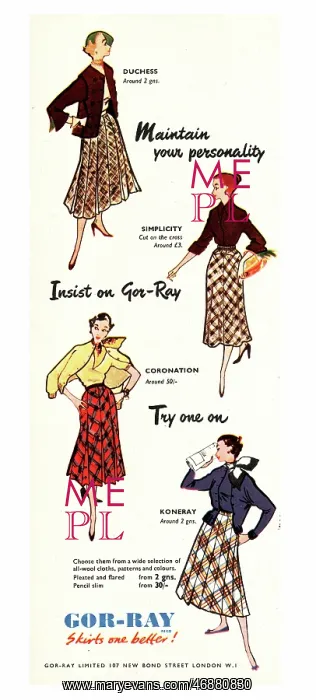 : 1952 UK advert Gor-ray skirts : 1952 UK advert Gor-ray skirts
