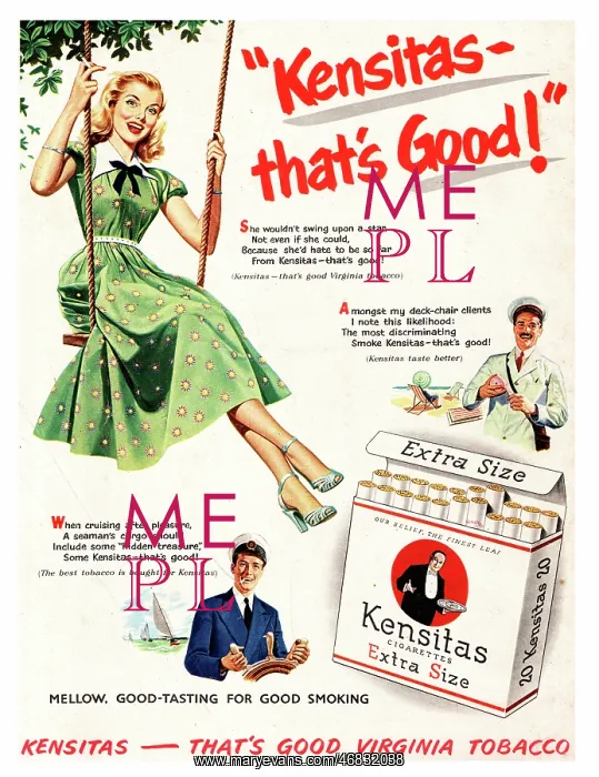 : 1952 UK ad Kensitas cigarettes : 1952 UK ad Kensitas cigarettes