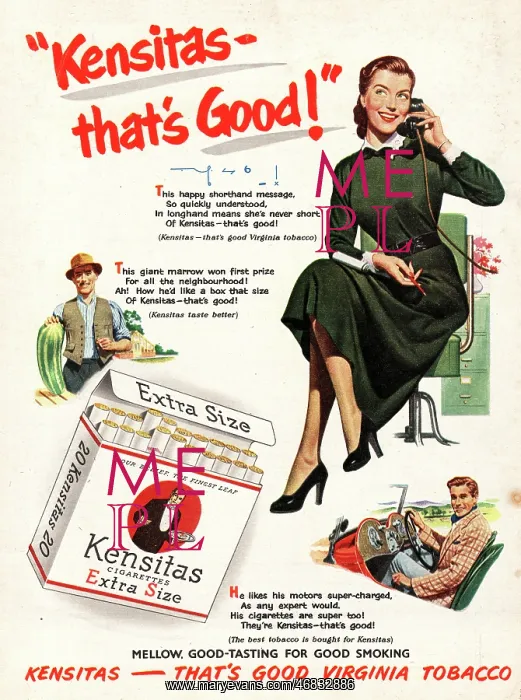 : 1952 UK ad Kensitas cigarettes : 1952 UK ad Kensitas cigarettes
