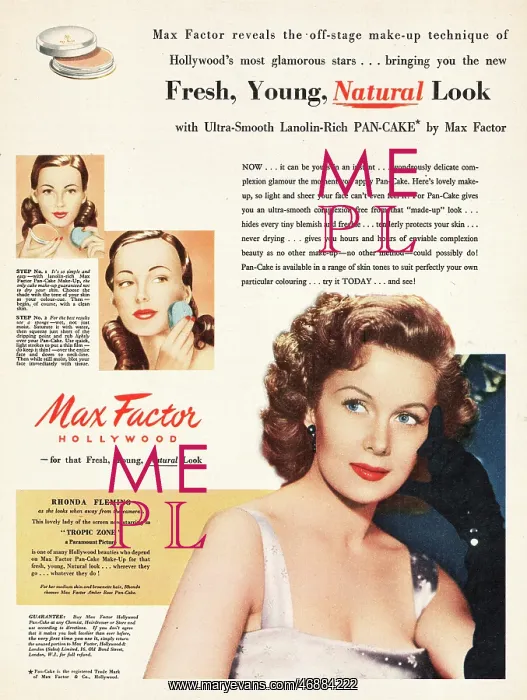 : 1952 UK advert Max Factor Pan-cake foundation : 1952 UK advert Max Factor Pan-cake foundation