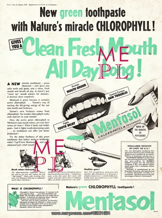 : 1952 UK advert Mentasol tooth paste : 1952 UK advert Mentasol tooth paste