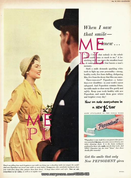 : 1952 UK advert Pepsodent tooth paste : 1952 UK advert Pepsodent tooth paste