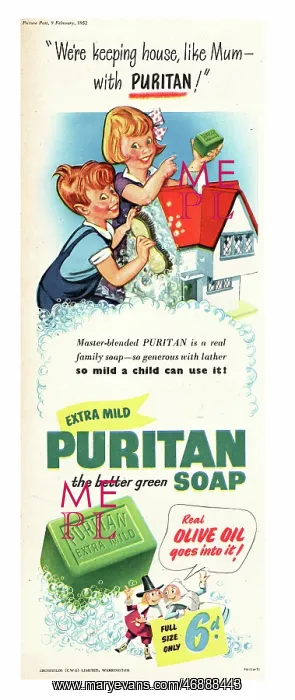 : 1952 UK advert Puritan soap : 1952 UK advert Puritan soap