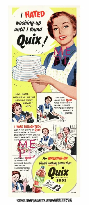 : 1952 UK advert Quix washing up liquid : 1952 UK advert Quix washing up liquid