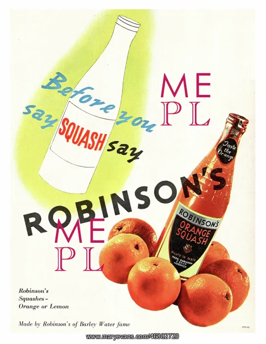 : 1952 UK advert Robinsons Orange Squash : 1952 UK advert Robinsons Orange Squash