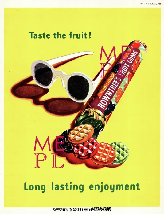 : 1952 UK advert Rowntree's fruit gums : 1952 UK advert Rowntree's fruit gums