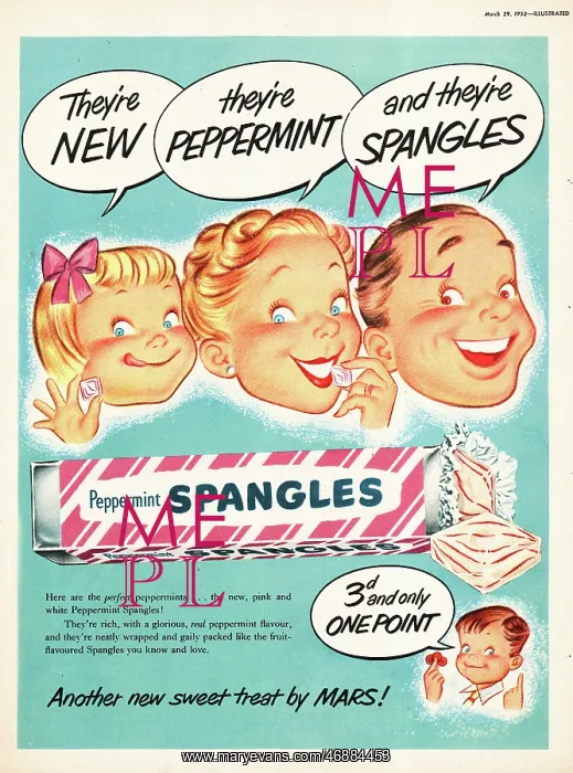 : 1952 UK advert Spangles sweets : 1952 UK advert Spangles sweets