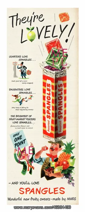 : 1952 UK advert Spangles sweets : 1952 UK advert Spangles sweets