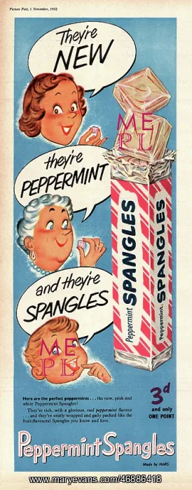 : 1952 UK advert Spangles sweets : 1952 UK advert Spangles sweets