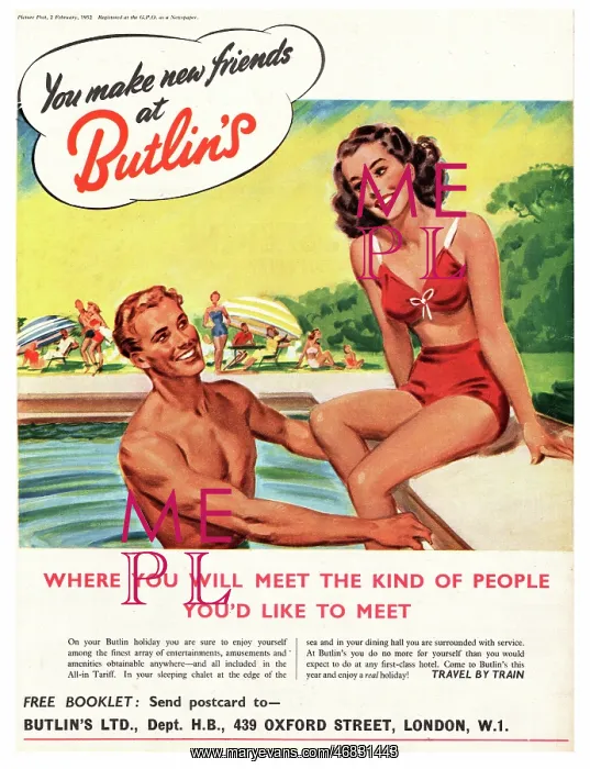 : 1952 UK magazine advert Butlin's : 1952 UK magazine advert Butlin's